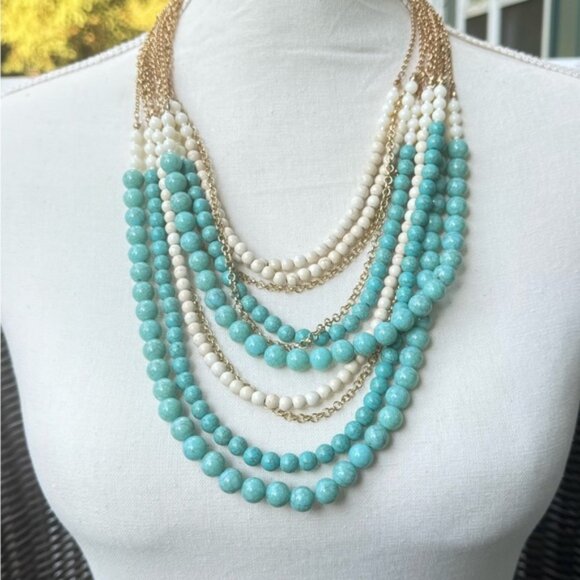 Multistrand Beaded Turquoise Necklace - Picture 1 of 4
